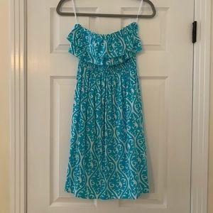 Blue and white dress